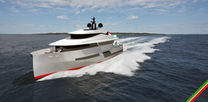 Luxury superyacht LGH 53 Hybrid concept at full speed