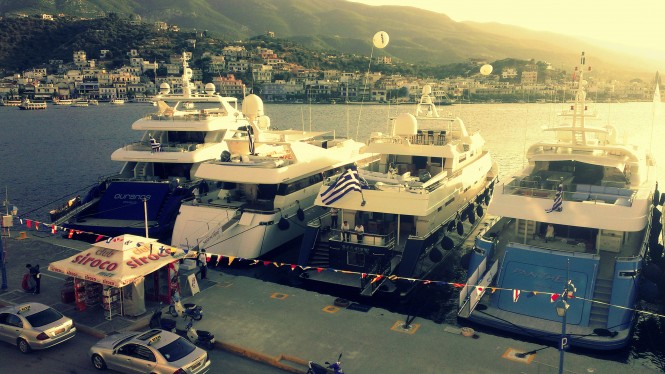 Luxury yachts at East Med Yacht Show on Poros