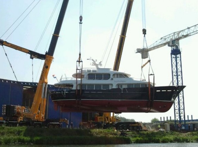 Motor yacht Heliad II at launch - Photo by Jac Beekers