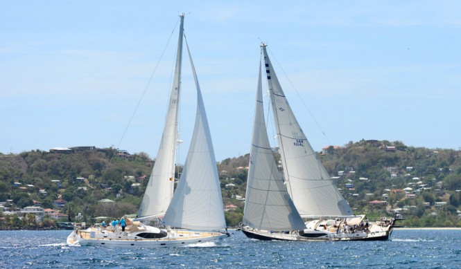 Oyster 82 sailing yacht Starry Night, Class 1 winner and Oyster 575 Dreamer yacht, Class 2 winner and overall winner both Classes, enjoy Oyster's 31st Regatta in Grenada