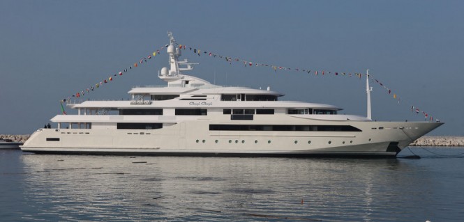 80m mega yacht Chopi Chopi at launch
