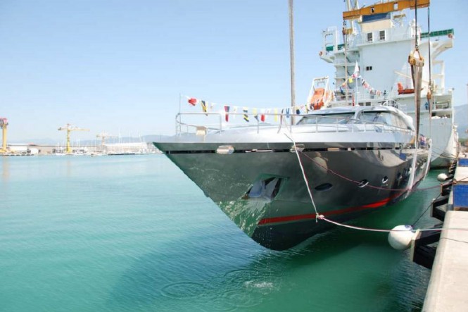 Luxury motor yacht AB 140 on the water