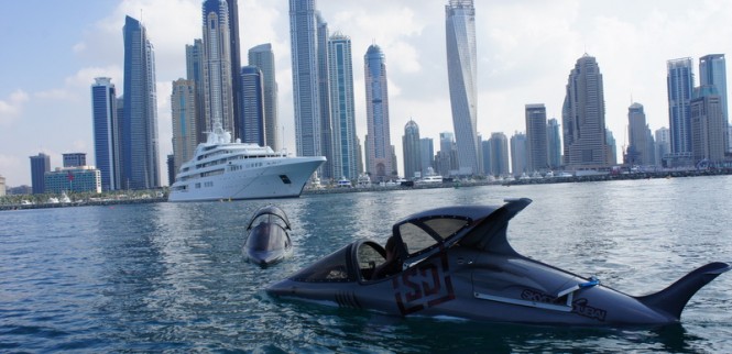 Seabreacher in front of a superyacht