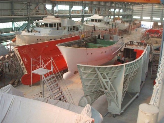 Selene Trawler Yachts under construction at Jet-Tern Marine