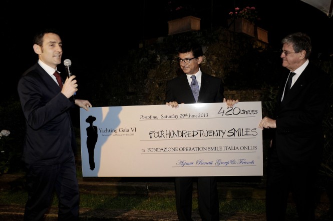 From the left: Eng.Francesco Ansalone, Azimut Benetti Group's  Marketing Manager ; Dott. Domenico Scopelliti, Fondazione Operation Smile Foundation's Vice President ; Eng. Paolo Vitelli,   Azimut Benetti Group's President.