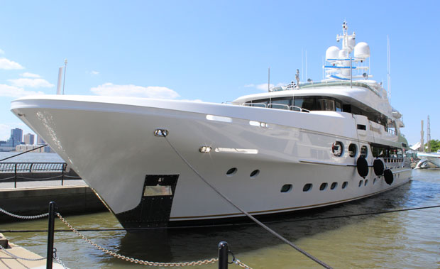 162ft Christensen charter yacht Remember When anchored at Dennis Conner's North Cove