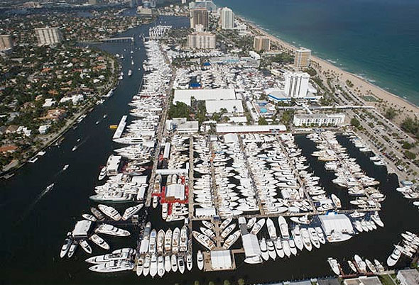 Aerial view of Fort Lauderdale International Boat Show