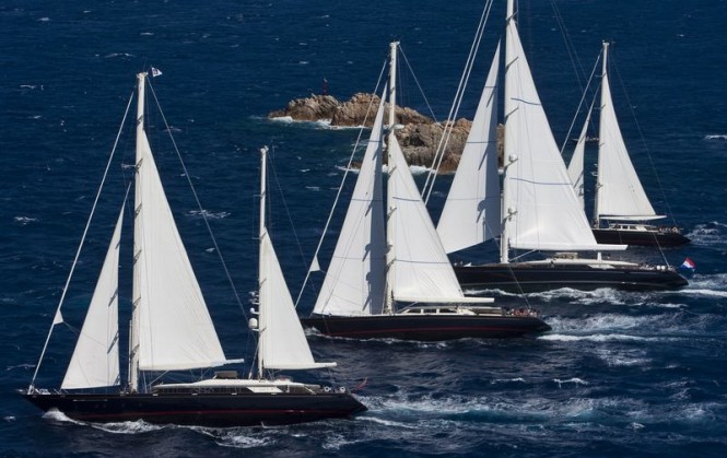 Beautiful Perini Navi yachts sailing