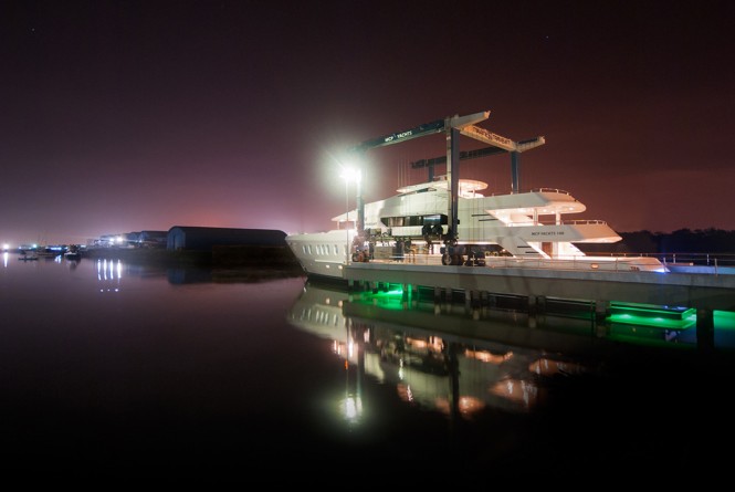 Superyacht Hemisphere 140 on the water