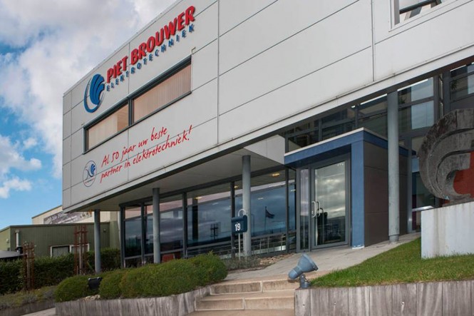 Head office of Piet Brouwer electrotechnology on the former island of Urk, The Netherlands