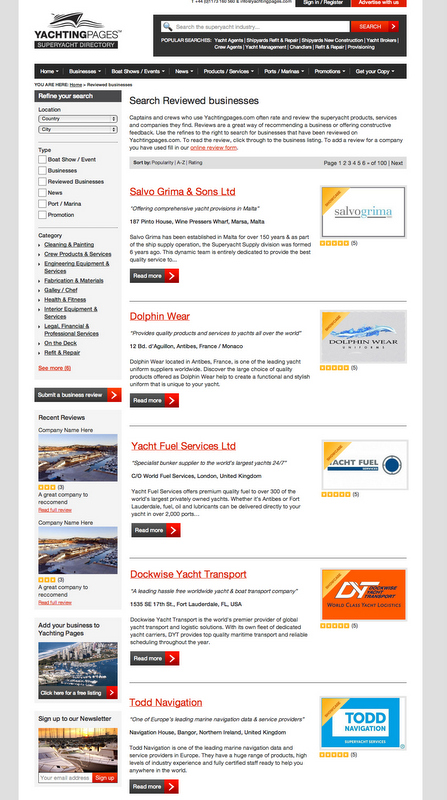 Reviewed Businesses - screen shot