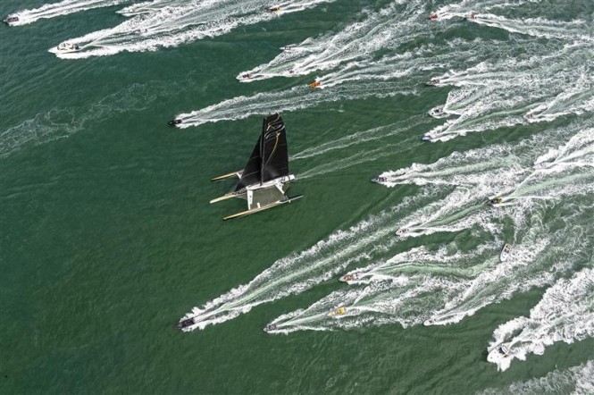 Spindrift 2 Yacht at the start of the 2013 Rolex Fastnet Race - Photo by Rolex Kurt Arrigo