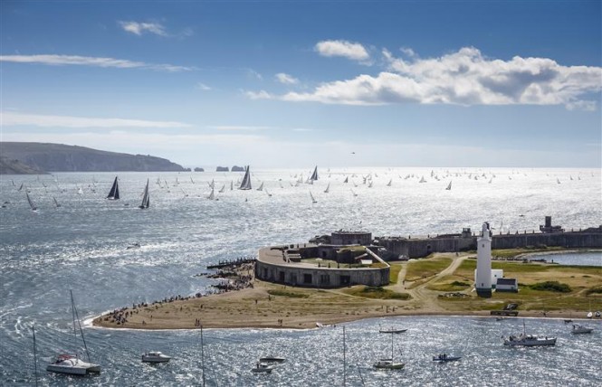 The 2013 Rolex Fastnet fleet leaving the Solent - Photo by Rolex Kurt Arrigo