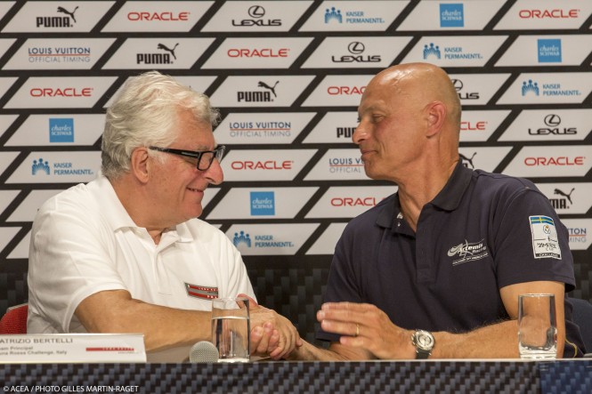 34th America's Cup - Louis Vuitton Cup - Semi-finals - Luna Rossa vs Artemis Racing - Race 4 - Press conference - Patrizio Bertelli (Luna Rossa) - Torbjorn Tornquvist (Artemis Racing)