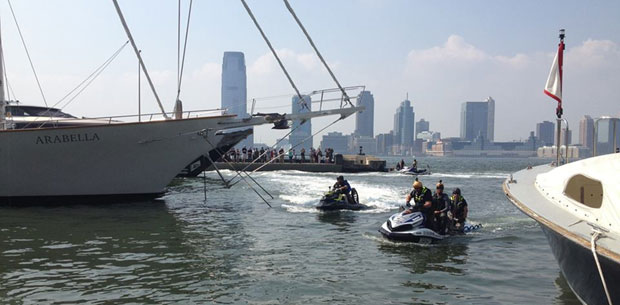 A group of veterans completing a 1,600 mile fundraising trip on jet skis