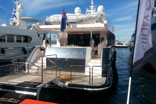 Gulf Craft's Majesty 105 superyacht Le Must on display at the 2013 Cannes International Boat Show