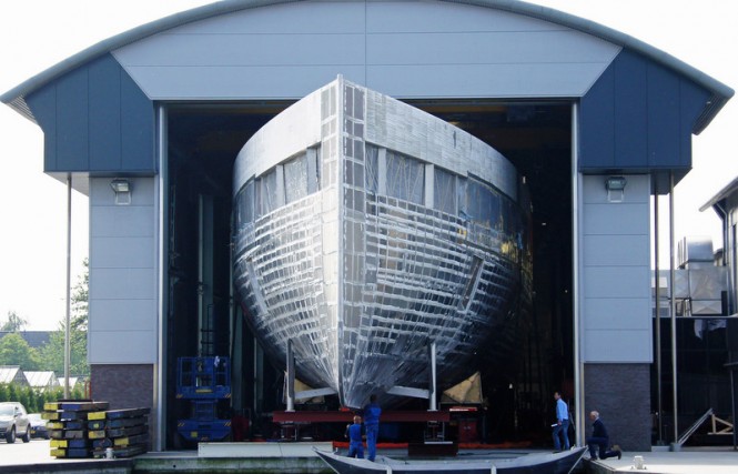 Hull of the 78m VENUS Yacht