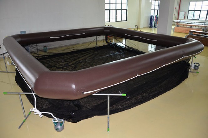 Image of completed pool showing weights in corners