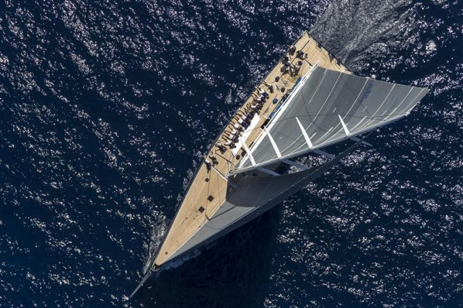 Superyacht Magic Carpet 3 during the first day of racing