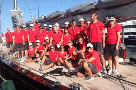 Crew aboard J-Class superyacht Rainbow built by Holland Jachtbouw