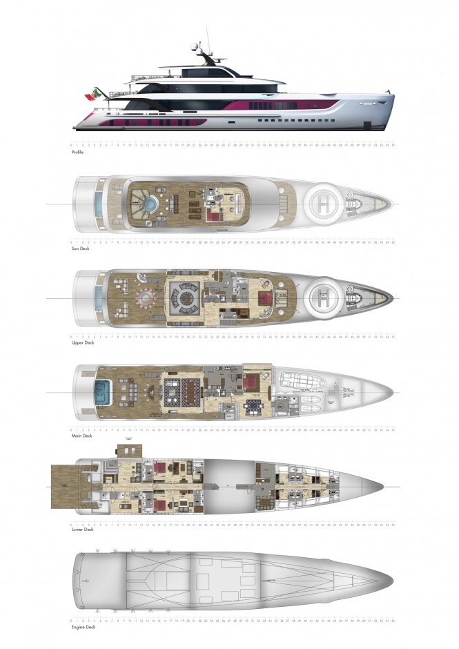 ADMIRAL 55 CUSTOM YACHT - GENERAL ARRANGEMENTS