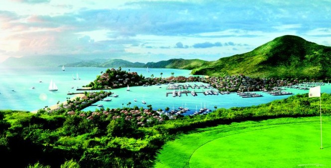 Artist rendering of the Christophe Harbour in the fabulous Caribbean yacht charter location - St Kitts