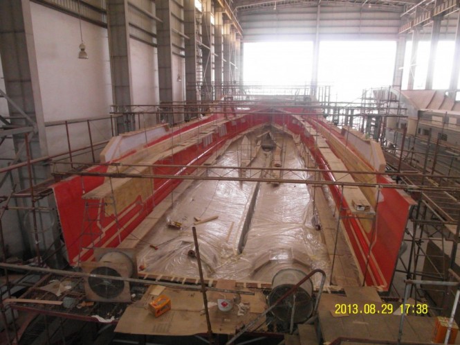 New 133ft superyacht Noblestar Terrazza 133 under construction at IAG Yachts