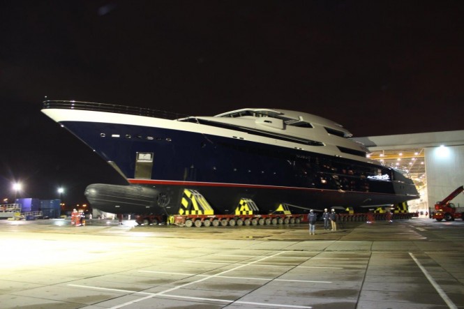 Oceanco motor yacht Project PA164 (Y709) leaving her shed - Fotos Bertus Munneke and Peter Stam