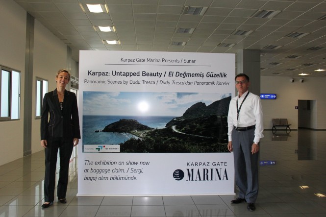 Owner’s Representative of Karpaz Gate Marina Liza Singer, with General Manager of T&T Airport Serhat Özçelik at Ercan Airport