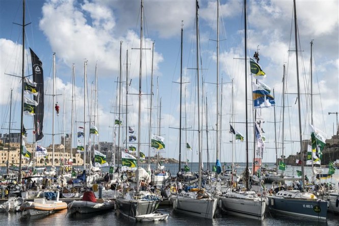 Part of the record fleet moored at the Royal Malta Yacht Club - Photo by Rolex Kurt Arrigo