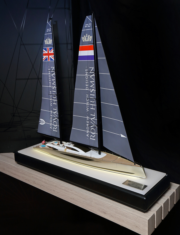 Scale model of 80m sailing yacht DART concept