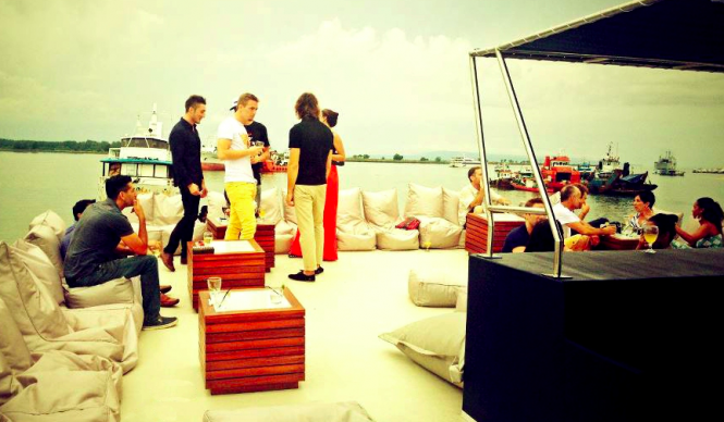 A party on board superyacht Dragoon 130