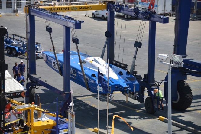Gold Coast City Marina's 50 tonne Travel Lift was a big attraction