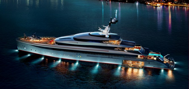Superyacht E-MOTION design by night