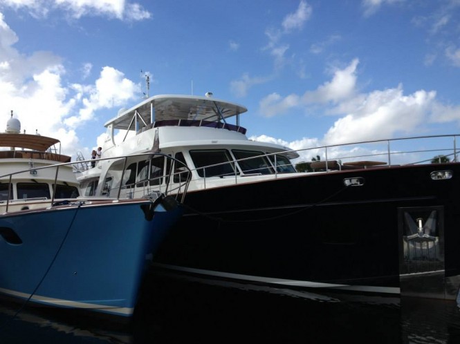 Vicem 107' charter yacht Moni and Vicem 80' Classic Yacht at FLIBS