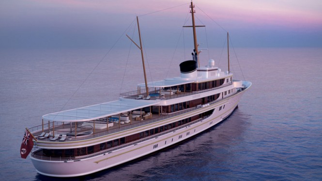 116m Classic Yacht Concept - aft view