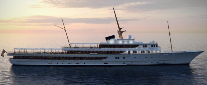 116m luxury yacht Classic design - side view