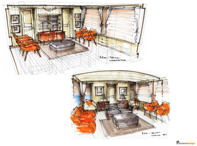 42m RAVN yacht restoration project - Salon