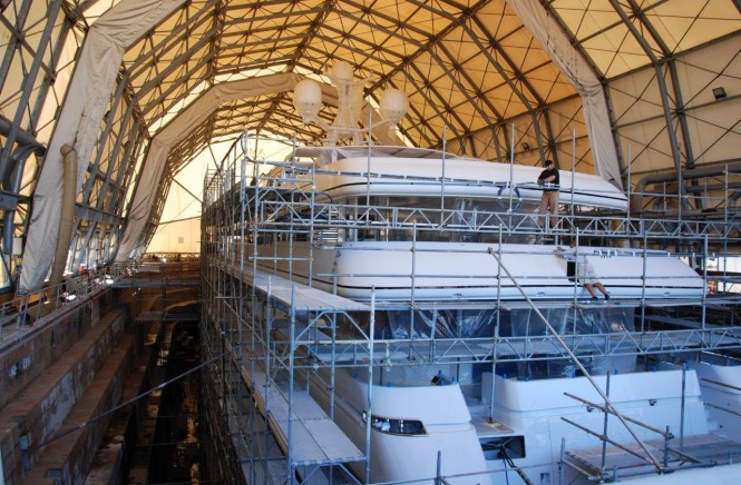 62m Codecasa mega yacht Apogee  under refit at Amico