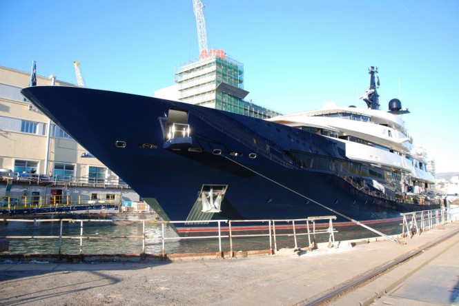 86m Oceanco 706 superyacht Seven Seas at Amico refit facility