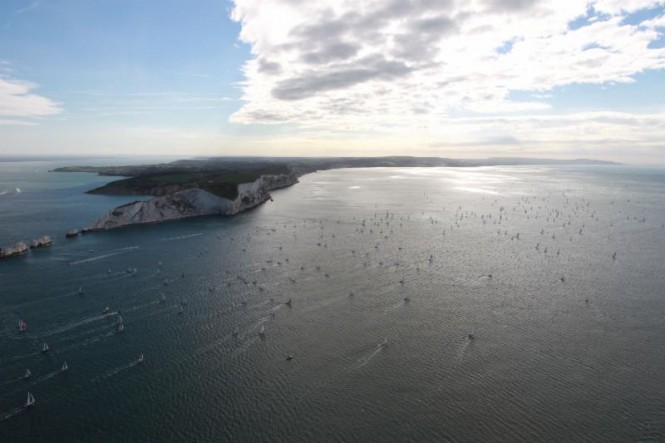 A bird's eye view is captured through the lense of photographer Ian Roman who was covering the 2013 Race from a helicopter