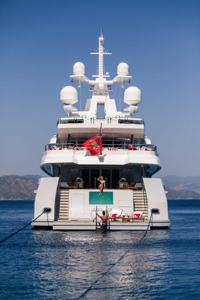 Luxury yacht Axioma - aft view - Image credit to Jeff Brown