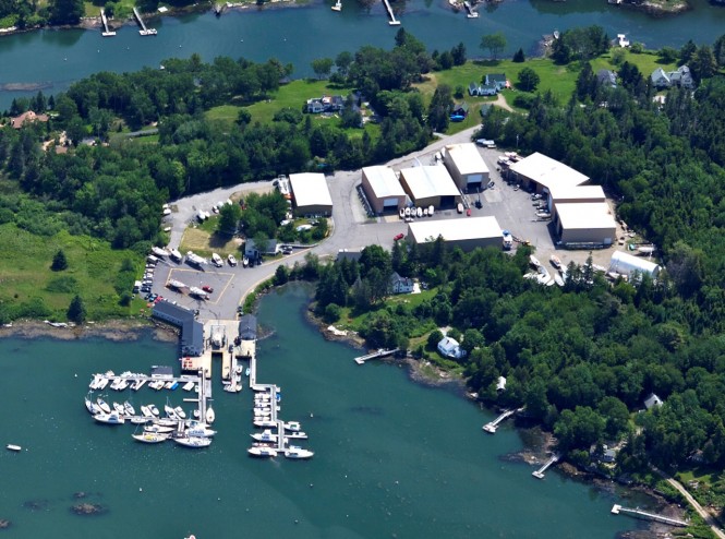 Aerial view of Boothbay Region Boatyard