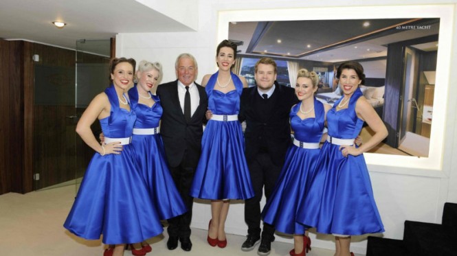 James Corden and Robert Braithwaite aboard Sunseeker 40M Yacht