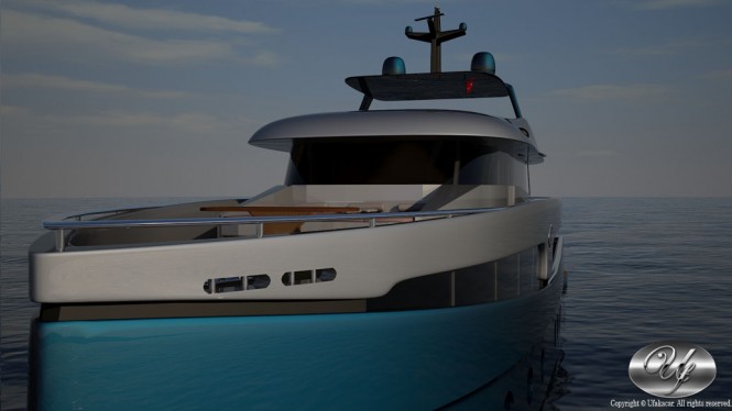 Luxury yacht UF-43EK13-135 design - front view