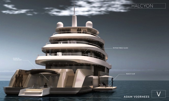 Motor yacht HALCYON concept - aft view