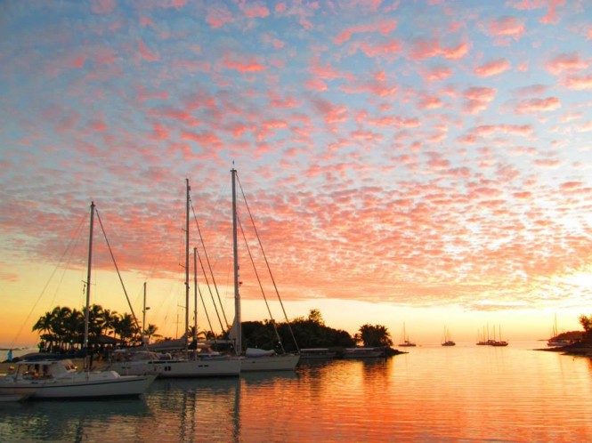 Musket Cove Marina at sunset