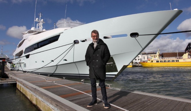 Eddie Jordan with his Sunseeker 155 Yacht BLUSH