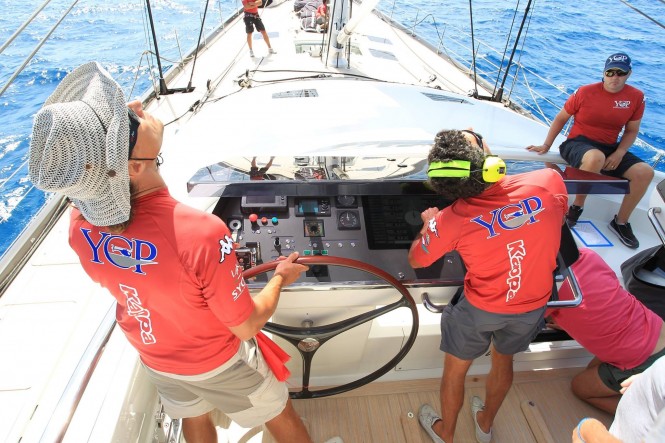 Crew aboard luxury yacht Ohana