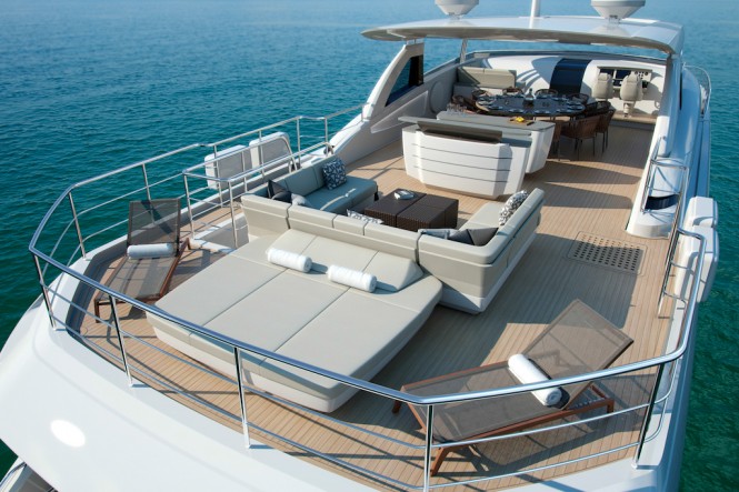 Luxury Yacht Princess 35M Flybridge Aft with Owner's Bespoke Upgrades - Image courtesy of Princess Yachts International Plc